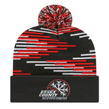 Cap America RKB12 Bar Knit Cap with Cuff - Black/True Red/White
