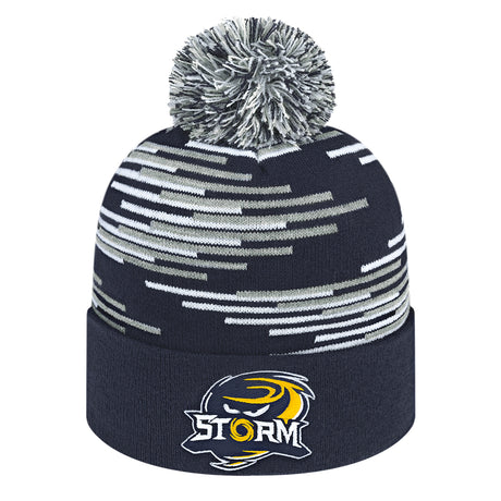 Cap America RKB12 Bar Knit Cap with Cuff - True Navy/Heather/White