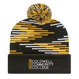 Cap America RKB12 Bar Knit Cap with Cuff - Black/Athletic Gold/White