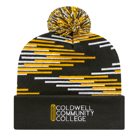 Cap America RKB12 Bar Knit Cap with Cuff - Black/Athletic Gold/White
