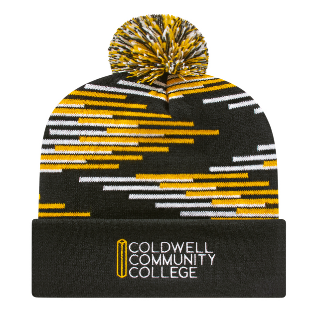 Cap America RKB12 Bar Knit Cap with Cuff - Black/Athletic Gold/White