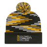 Cap America RKB12 Bar Knit Cap with Cuff - Black/Athletic Gold/White