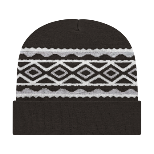 Cap America USA-Made Beanie RKD12 Diamond Pattern Knit Cap with Cuff