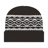 Cap America USA-Made Beanie RKD12 Diamond Pattern Knit Cap with Cuff