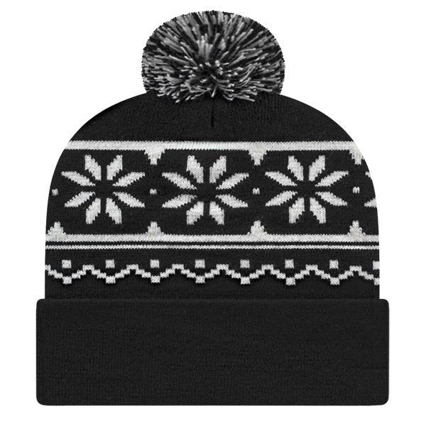 Cap America USA-Made Beanie RKF12 Snowflake Knit Cap with Cuff