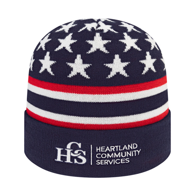 Cap America RKFLAG12 Flag Knit Cap with Cuff - True Navy/True Red/White