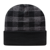Cap America USA-Made Beanie RKP12 Plaid Knit Cap with Cuff