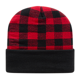 Cap America USA-Made Beanie RKP12 Plaid Knit Cap with Cuff