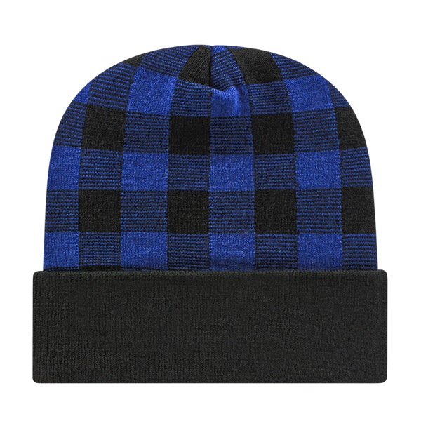 Cap America USA-Made Beanie RKP12 Plaid Knit Cap with Cuff