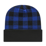 Cap America USA-Made Beanie RKP12 Plaid Knit Cap with Cuff