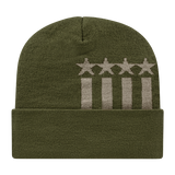 Cap America USA-Made Beanie RKSTAR12 Stars & Stripes Knit Cap with Cuff
