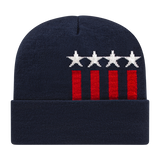 Cap America USA-Made Beanie RKSTAR12 Stars & Stripes Knit Cap with Cuff