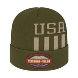 Cap America USA-Made Beanie RKUSA12 Patriotic Knit Cap with Cuff