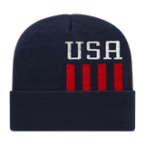 Cap America USA-Made Beanie RKUSA12 Patriotic Knit Cap with Cuff