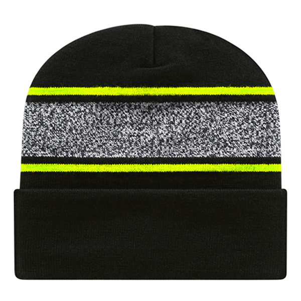 Cap America USA-Made Beanie RKV12 Variegated Striped Knit Cap with Cuff