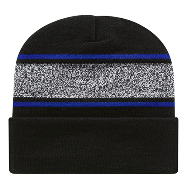 Cap America USA-Made Beanie RKV12 Variegated Striped Knit Cap with Cuff