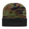 Cap America Woodland Camouflage Knit Cap with Solid Color Cuff RKWC12