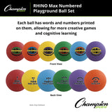 RHINO MAX NUMBERED PLAYGROUND BALL SET