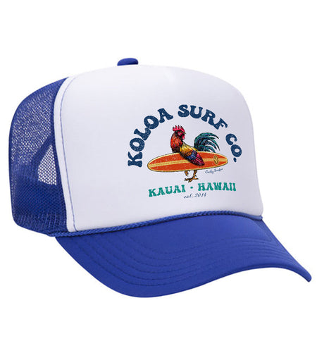 Koloa Cocky Surfer Foam Trucker Hat Koloa Surf Company ROYAL WHITE ROYAL