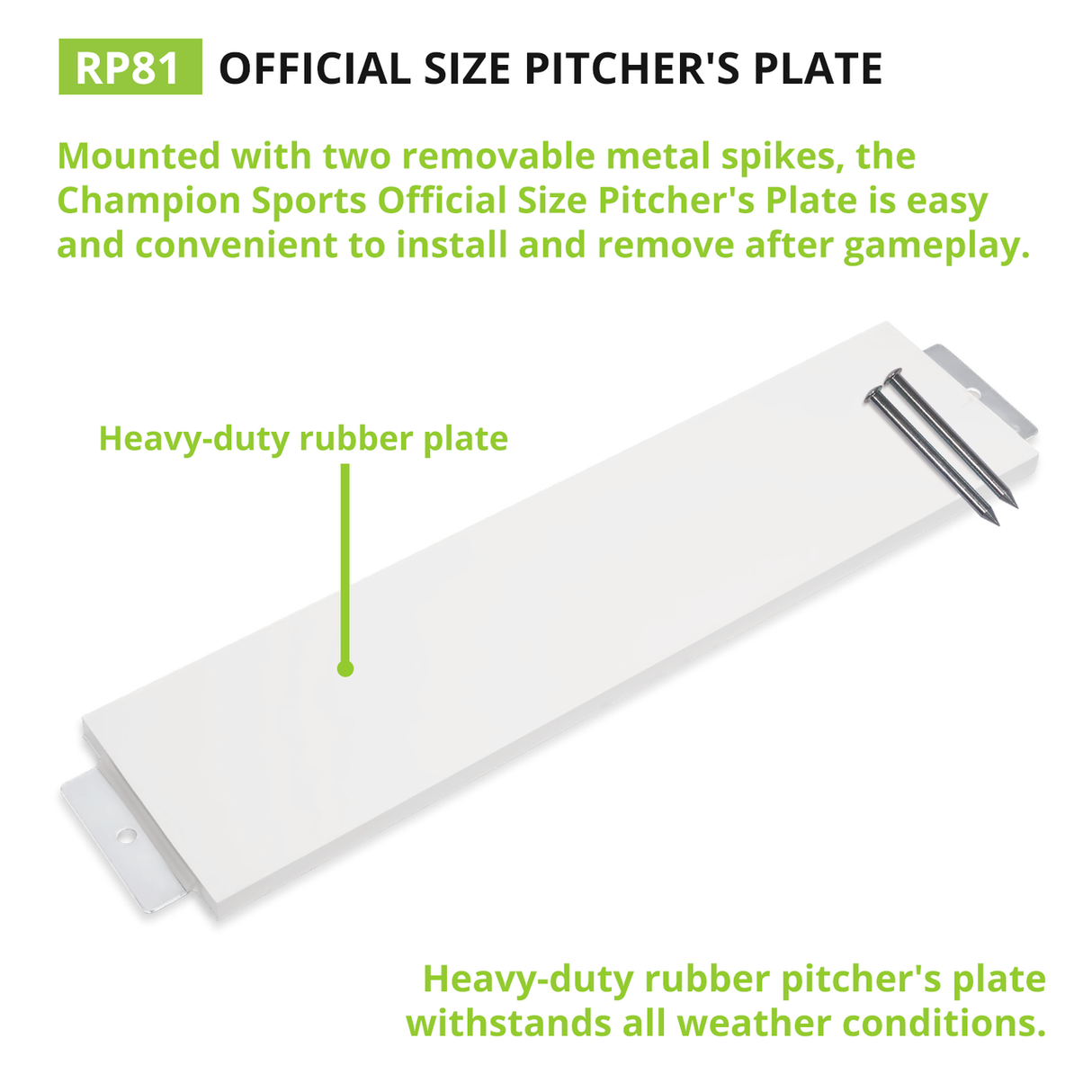 Champion Sports 2-SPIKE PITCHER'S PLATE OFFICIAL