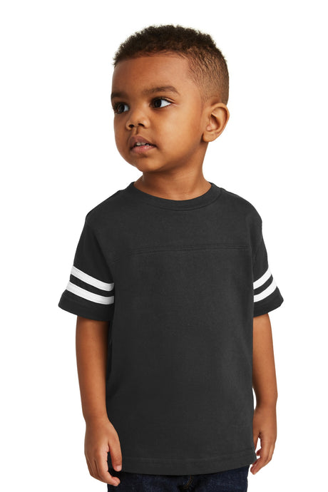 Rabbit Skins ™ Toddler Football Fine Jersey Tee. RS3037 - Rabbit Skins RS3037 Infant & Toddler Rabbit Skins Black/ White 2T
