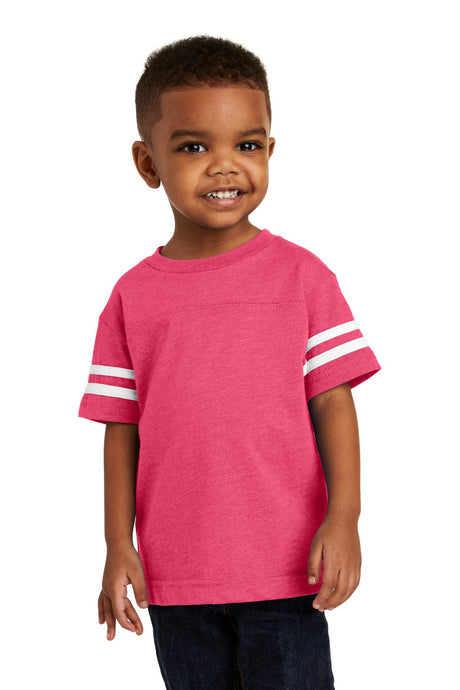 Rabbit Skins ™ Toddler Football Fine Jersey Tee. RS3037 - Rabbit Skins RS3037 Infant & Toddler Rabbit Skins Vintage Hot Pink/ Blended White 2T
