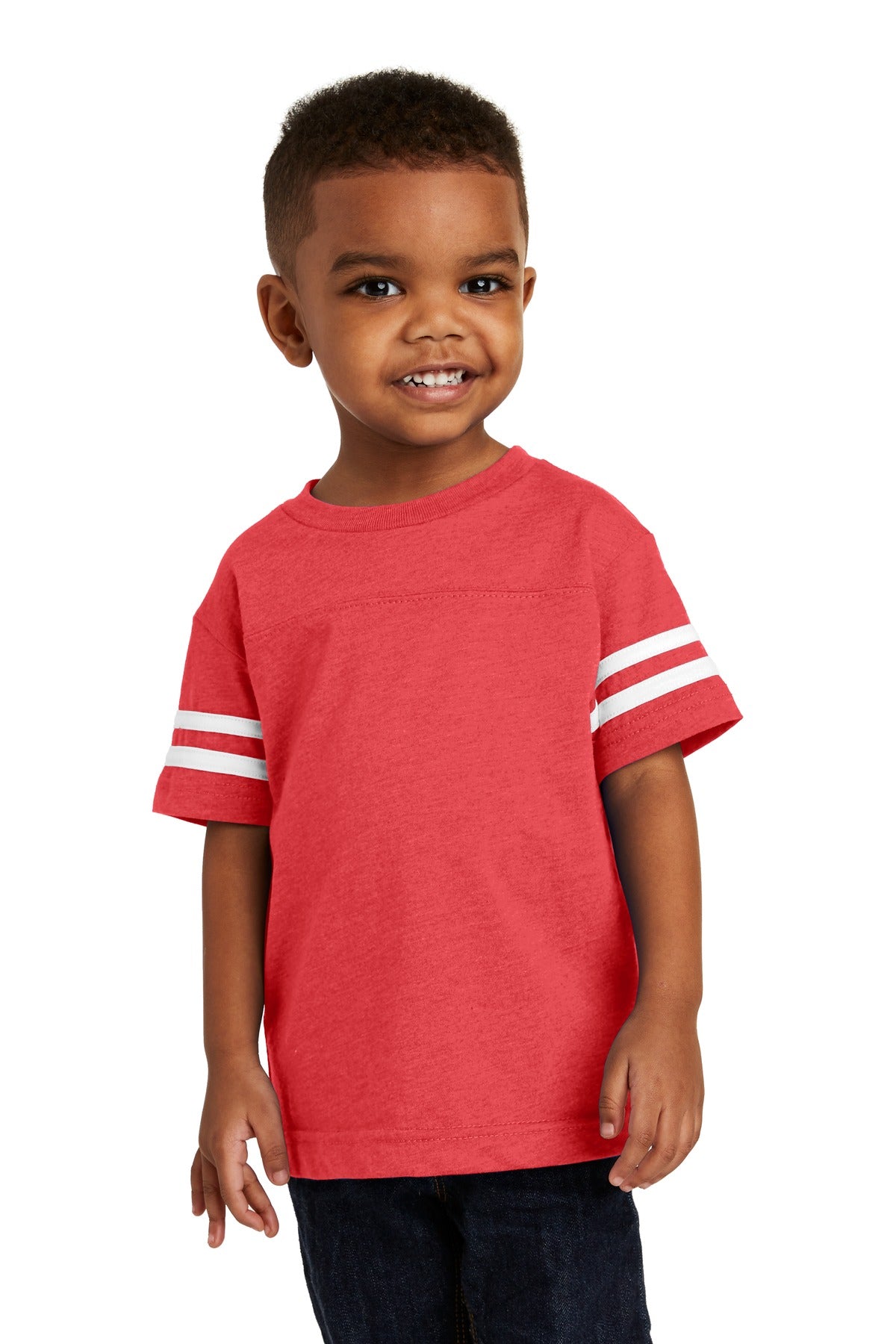 Rabbit Skins ™ Toddler Football Fine Jersey Tee. RS3037 - Rabbit Skins RS3037 Infant & Toddler Rabbit Skins Vintage Red/ Blended White 2T