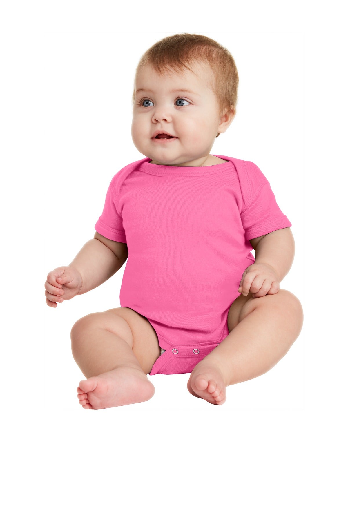 Rabbit Skins ™ Infant Short Sleeve Baby Rib Bodysuit. RS4400 - Rabbit Skins RS4400 Infant & Toddler Rabbit Skins Hot Pink 06M