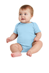 Rabbit Skins ™ Infant Short Sleeve Baby Rib Bodysuit. RS4400 - Rabbit Skins RS4400 Infant & Toddler Rabbit Skins Light Blue 06M
