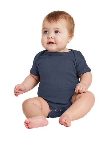 Rabbit Skins ™ Infant Short Sleeve Baby Rib Bodysuit. RS4400 - Rabbit Skins RS4400 Infant & Toddler Rabbit Skins Navy 06M