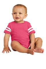 Rabbit Skins ™ Infant Football Fine Jersey Bodysuit. RS4437 - Rabbit Skins RS4437 Infant & Toddler Rabbit Skins Vintage Hot Pink/ Blended White 06M