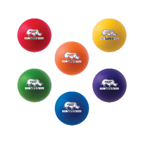 6" RHINO SKIN, LOW BOUNCE, SOFTI FOAM BALL SET OF 6 COLORS
