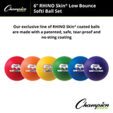 6" RHINO SKIN, LOW BOUNCE, SOFTI FOAM BALL SET OF 6 COLORS