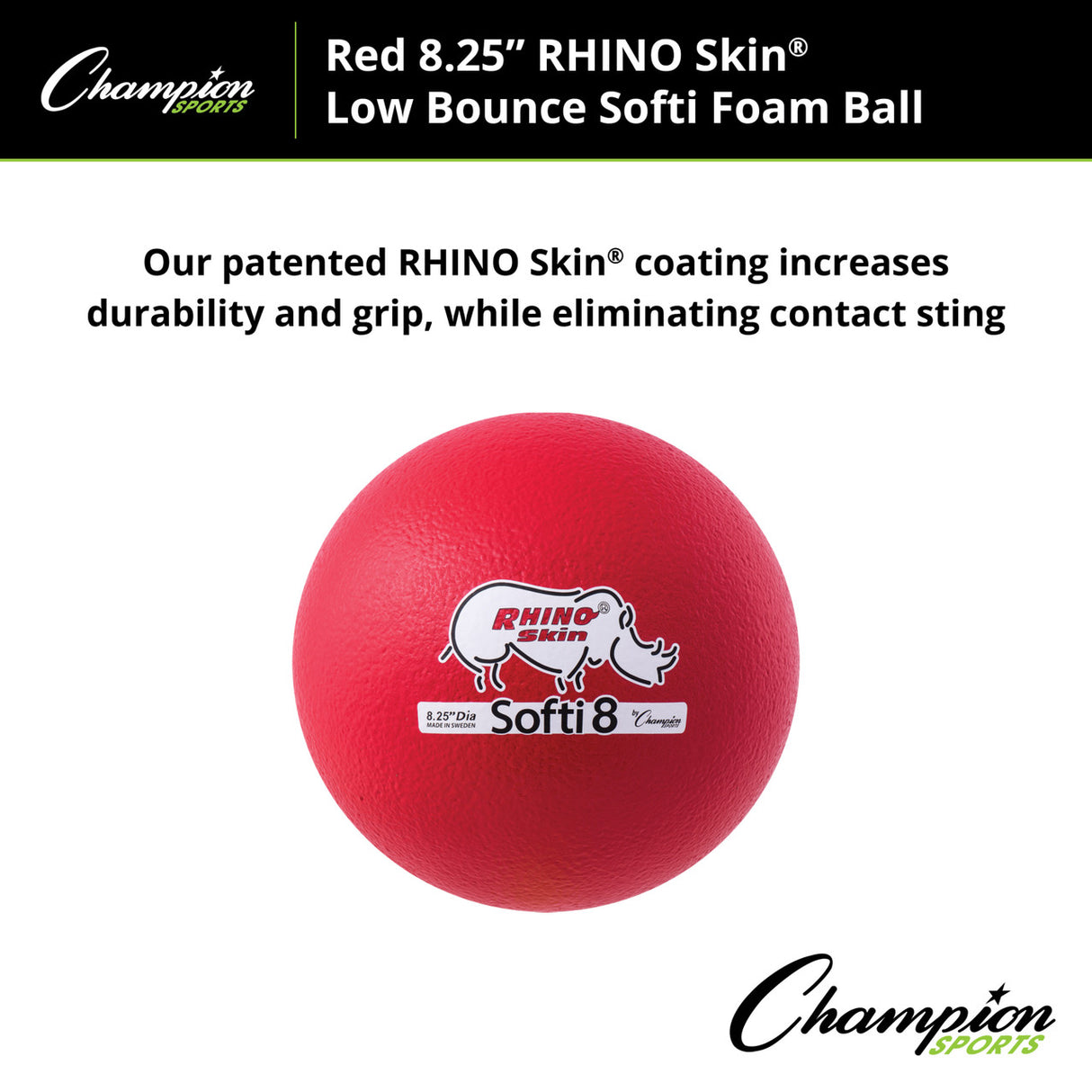RHINO Skin 8.25" RHINO SKIN LOW BOUNCE SOFTI FOAM BALL, RED
