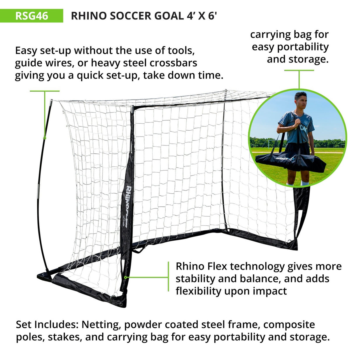 RHINO Flex RHINO FLEX PORTABLE SOCCER GOAL 3' X 5'