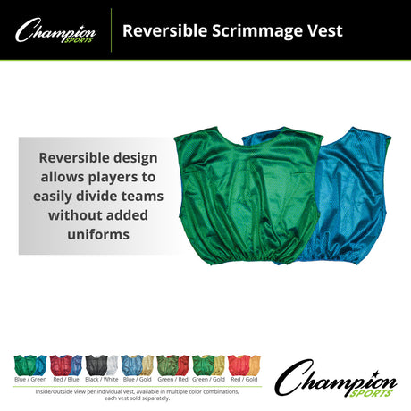 REVERSIBLE SCRIMMAGE VEST, ADULT BLUE/GREEN