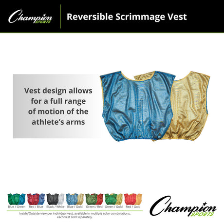 REVERSIBLE SCRIMMAGE VEST, ADULT BLUE/GREEN