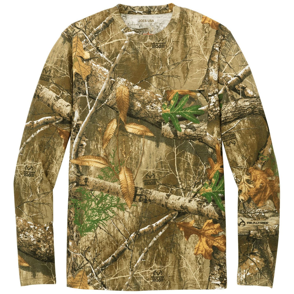 Realtree Long Sleeve Explorer 100% Cotton Camo T-Shirt with Pocket Joe's USA Small