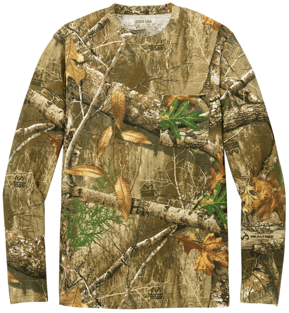 Realtree Long Sleeve Explorer 100% Cotton Camo T-Shirt with Pocket Joe's USA Small