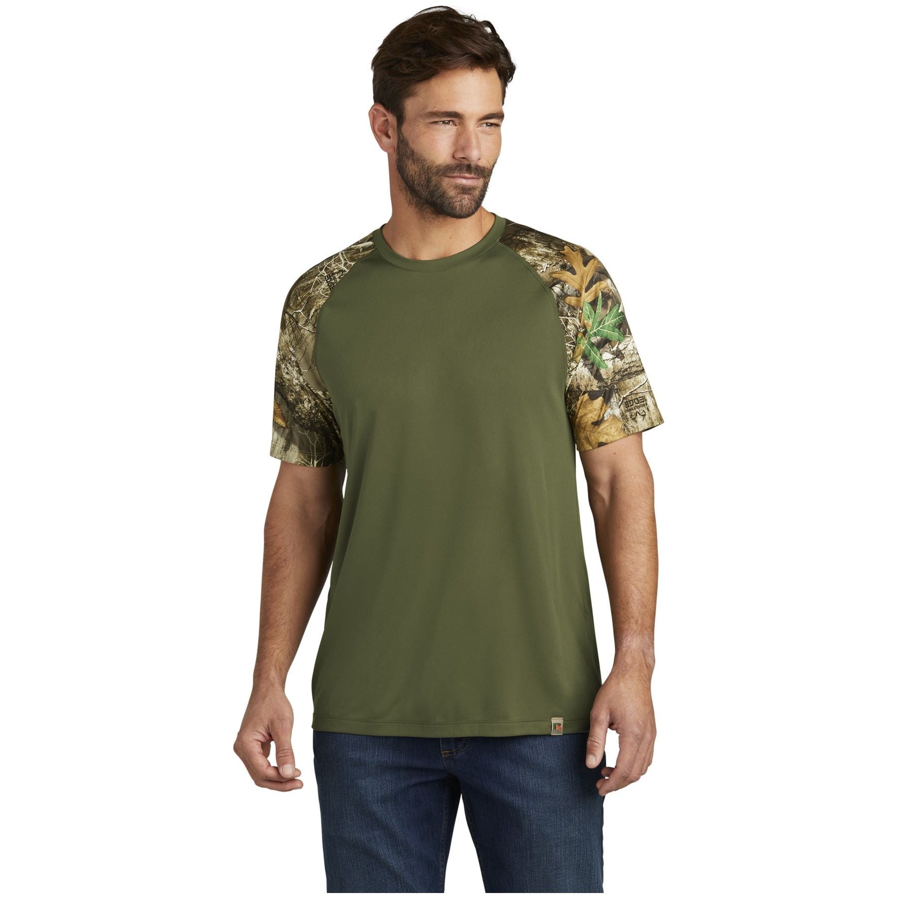 Russell Outdoors ™ Realtree ® Colorblock Performance Tee RU151 - Russell Outdoors RU151 T-Shirts Russell Outdoors Olive Drab Green/ Realtree Edge XS