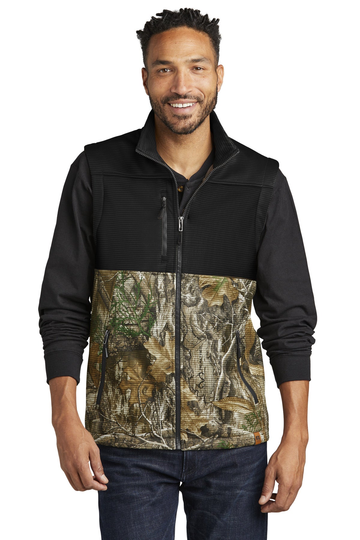 Russell Outdoors ™ Realtree ® Atlas Colorblock Soft Shell Vest RU604 - Russell Outdoors RU604 Outerwear Russell Outdoors Deep Black/ Realtree Edge XS