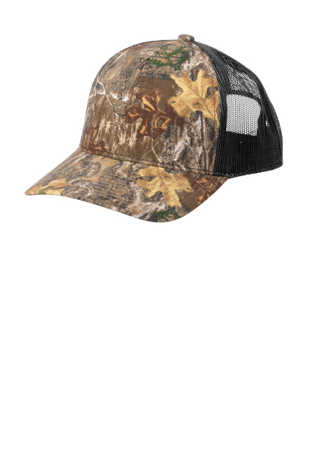 Russell Outdoors ™ Camo Snapback Trucker Cap RU900 - Russell Outdoors RU900 Caps Russell Outdoors Realtree Edge/ Deep Black OSFA