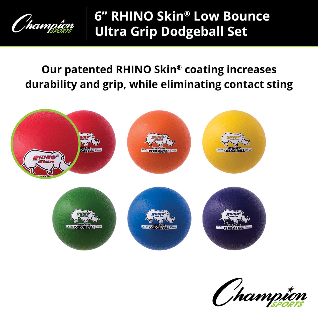 RHINO Skin RHINO SKIN LOW BOUNCE ULTRA GRIP DODGEBALL SET