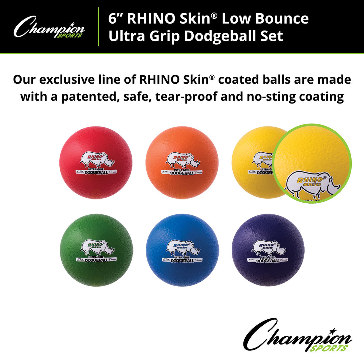 RHINO Skin RHINO SKIN LOW BOUNCE ULTRA GRIP DODGEBALL SET