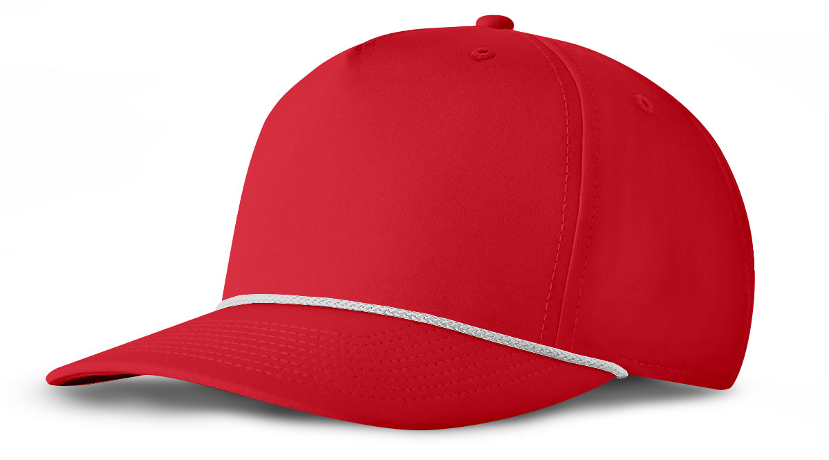 J7256 Clubhouse Performance Rope Cap - Red with White Rope (Front)