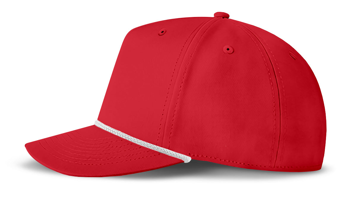 J7256 Clubhouse Performance Rope Cap - Red with White Rope (Side)