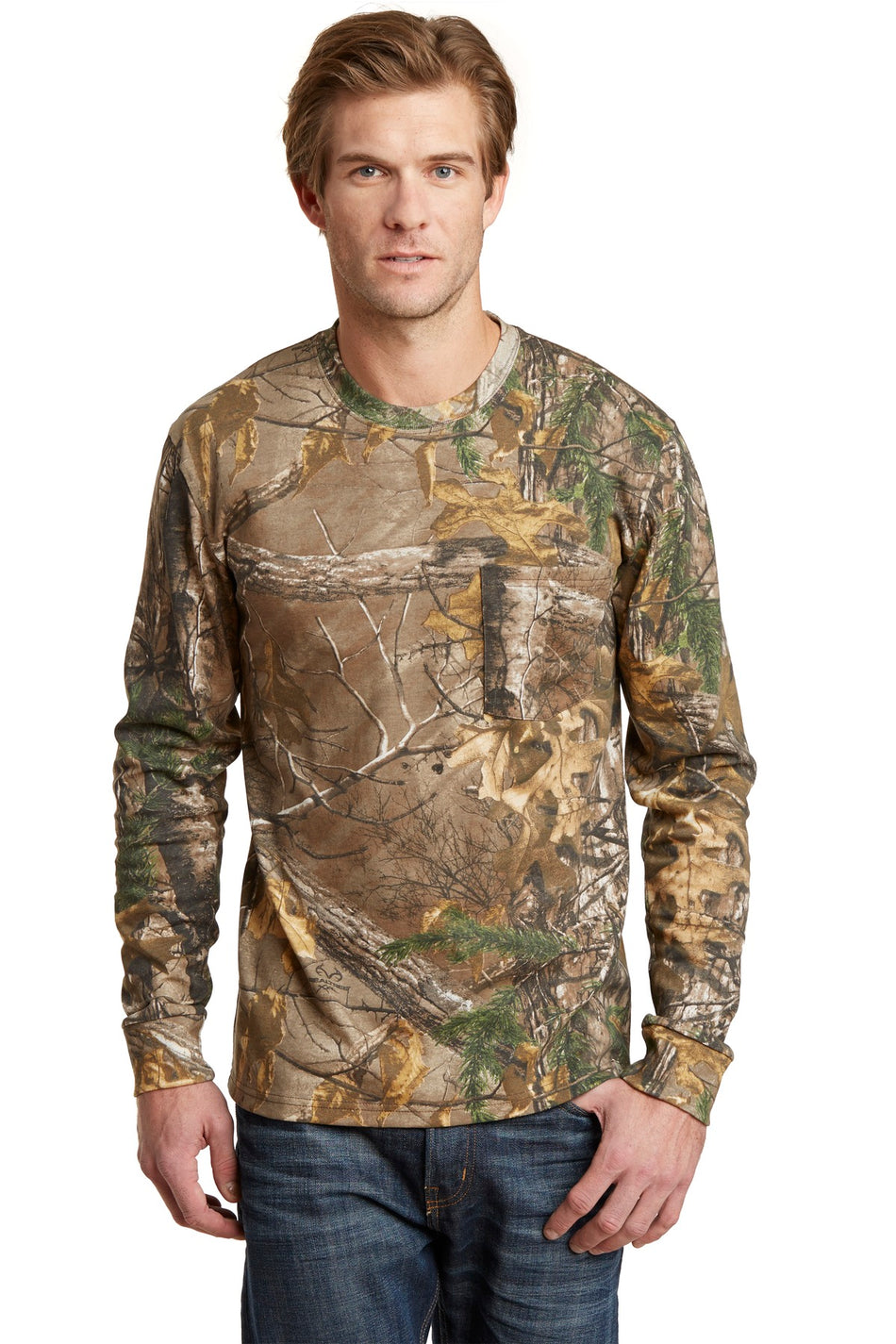 Russell Outdoors ™ Realtree ® Long Sleeve Explorer 100% Cotton T-Shirt with Pocket. S020R - Russell Outdoors S020R T-Shirts Russell Outdoors Realtree Xtra S