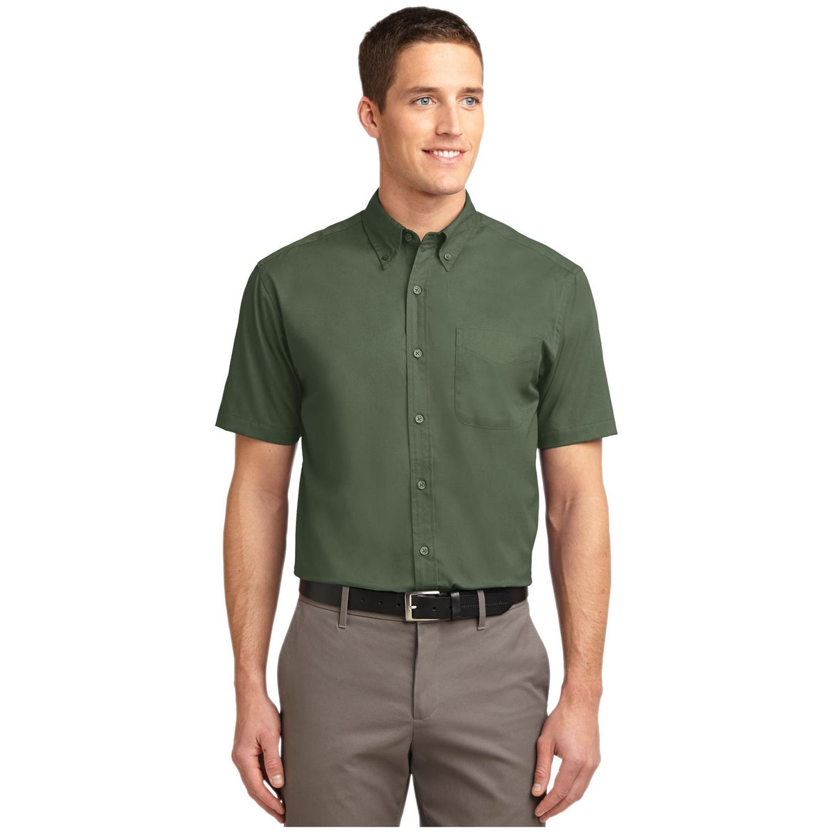 Port Authority ® Short Sleeve Easy Care Shirt. S508 - Black/ Light Stone - Port Authority S508 Woven Shirts Port Authority