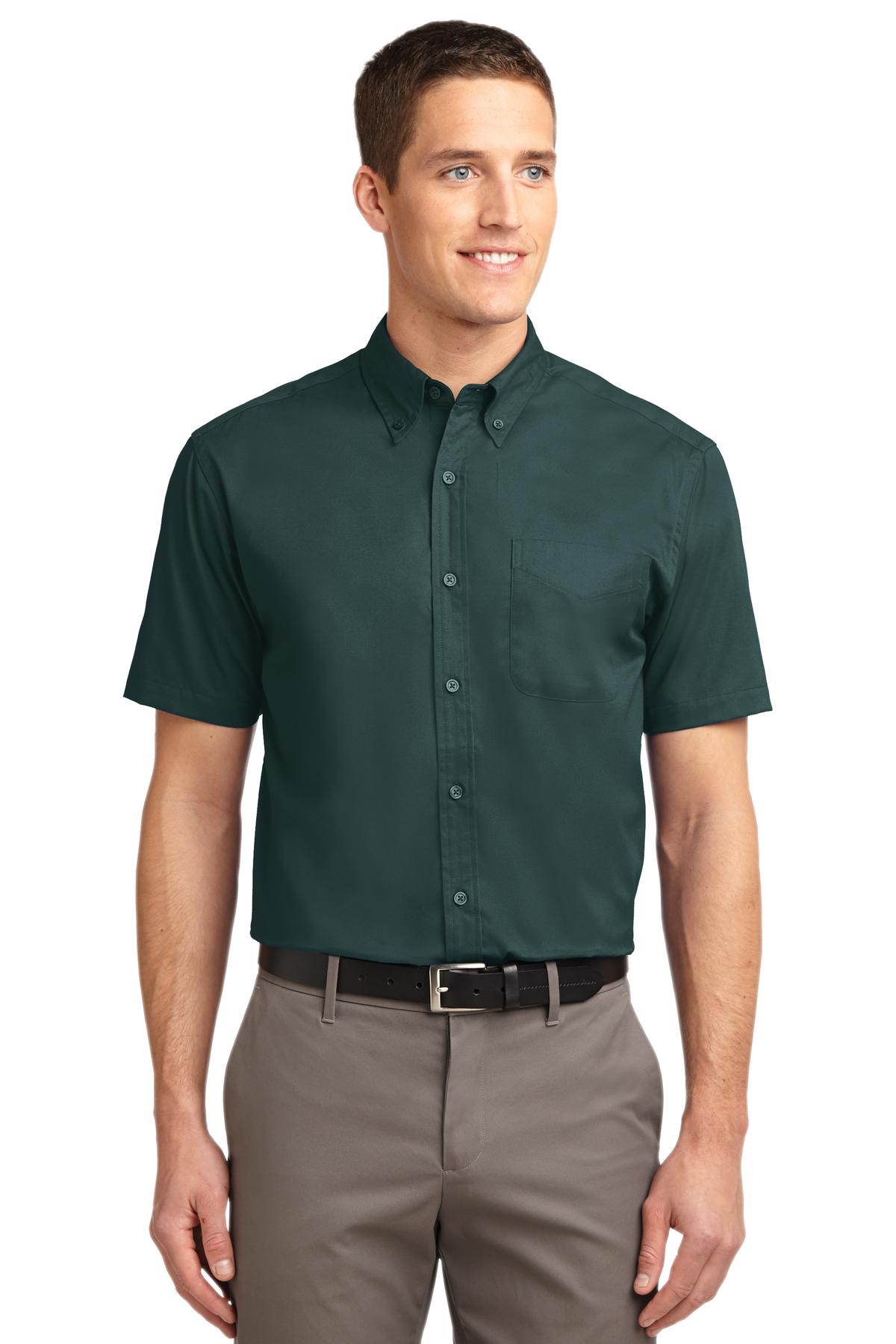 Port Authority ® Short Sleeve Easy Care Shirt. S508 - Dark Green/ Navy - Port Authority S508 Woven Shirts Port Authority Dark Green/ Navy XS