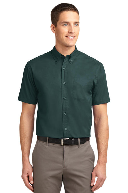 Port Authority ® Short Sleeve Easy Care Shirt. S508 - Dark Green/ Navy - Port Authority S508 Woven Shirts Port Authority